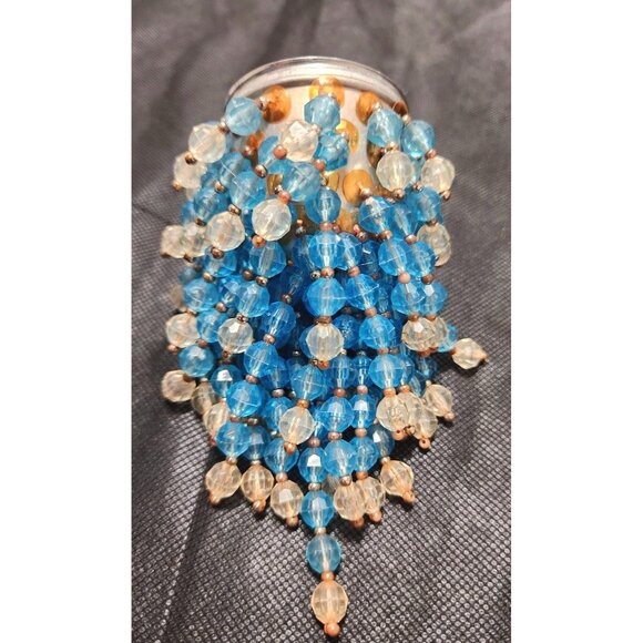 Antique Potpourri Beaded Ornament Blue Clear Glass Beads Potpourri - Picture 12 of 15